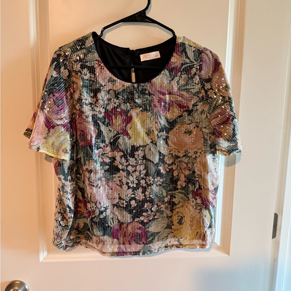 Lauren Conrad Floral Sequin Women's Top